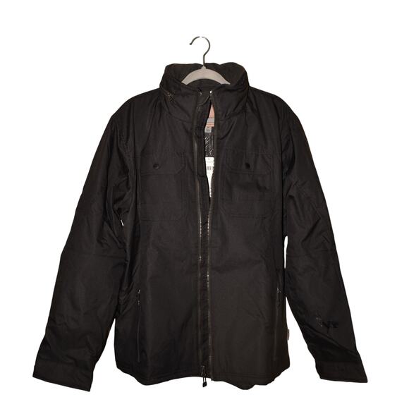 FREE COUNTRY NEW‎ $120 Black Poly Canvas Jacket Water Resistant Hooded Men's M - Picture 2 of 6